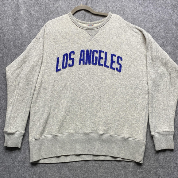 Ebbets Field Flannels Sweatshirt Mens XL Gray Los Angeles Crewneck Cotton